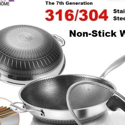 Wajan Ggorengan Kuali Wok Pan Stainless 304 316 Anti Gores
