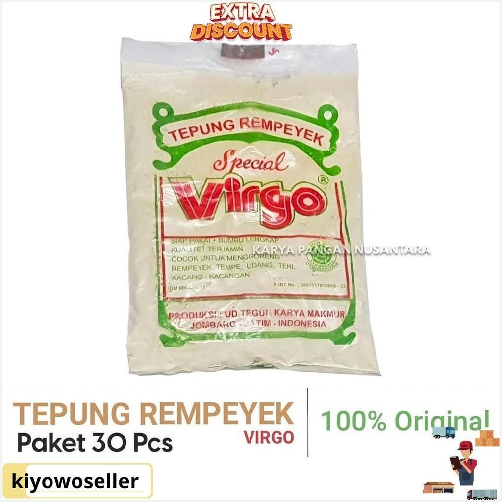 

Tepung Rempeyek Virgo / Tepung Peyek Tepung Bumbu Virgo Paket 30 Pcs Cod
