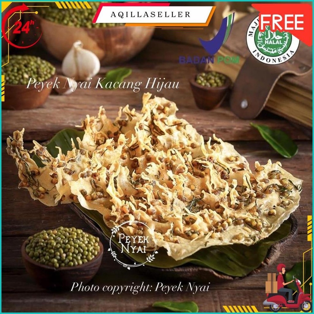 

Peyek Nyai - Rempeyek Kacang Hijau (Large/Toples Kotak) Termurah Banget