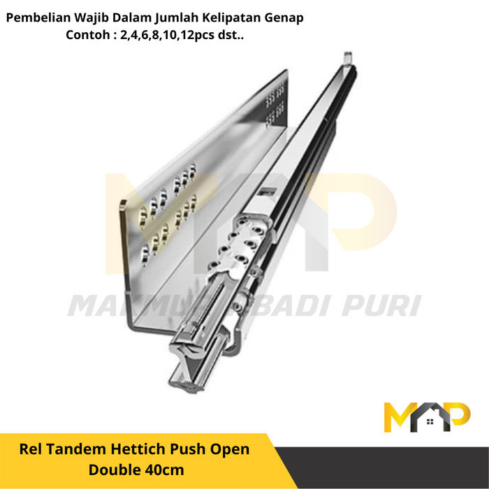 Rel Laci Tandem Double Push Open 40cm Hettich
