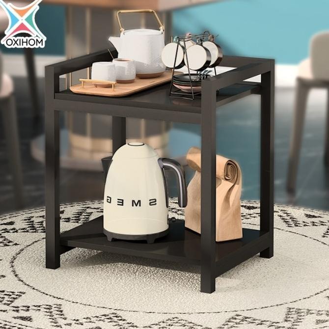 Oxihom Meja Nakas Meja Dapur Kecil Meja Kopi Rak Dapur Kayu dan Besi