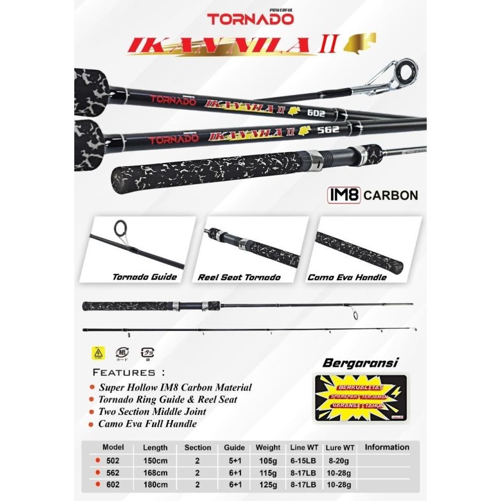 Joran Carbon Tornado Ikan Nila 165Cm