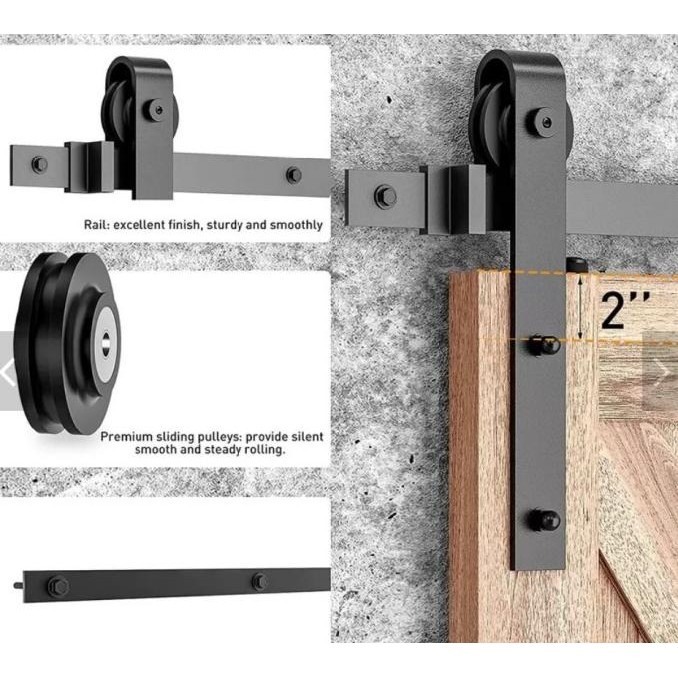 Pintu Geser Barn Door Sliding Besi Rel Pintu Geser Door Track 2 Meter