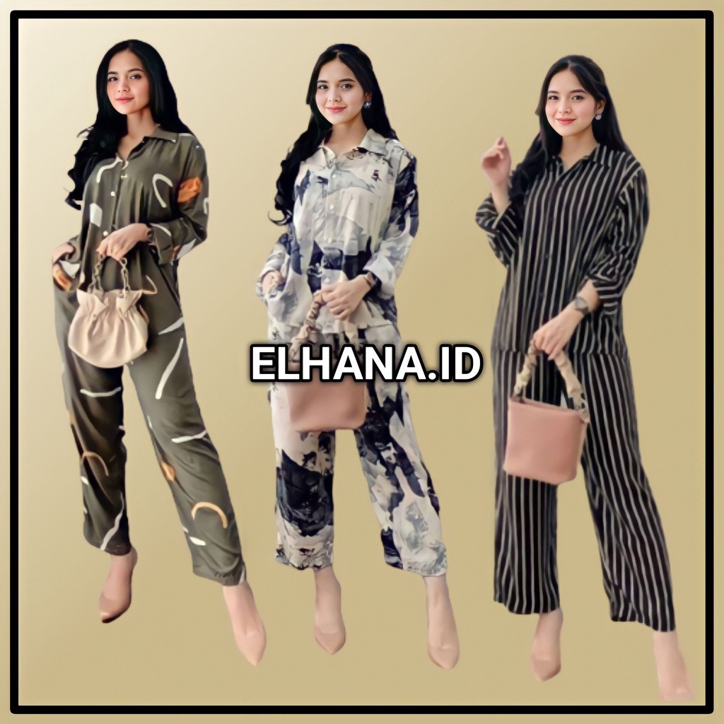 Setelan Wanita Terbaru 2024 One Set Baju Perempuan Viral Korean Style Satu Stel Remaja Hijab Atasan 