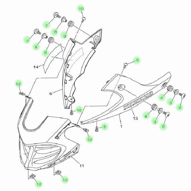 Baut Collar Gromet Fulset Cover Mesin Yamaha Vixion R Original