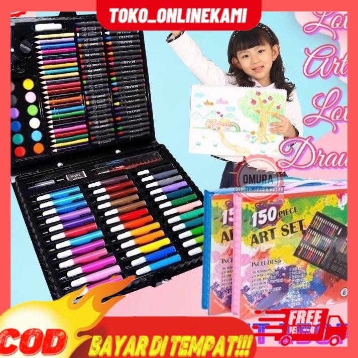 

AZQ-16 CRAYON SET PERALATAN GAMBAR LUKIS PENSIL WARNA/ ART SET ISI 150 PCS/ SET ISI 208 Murah