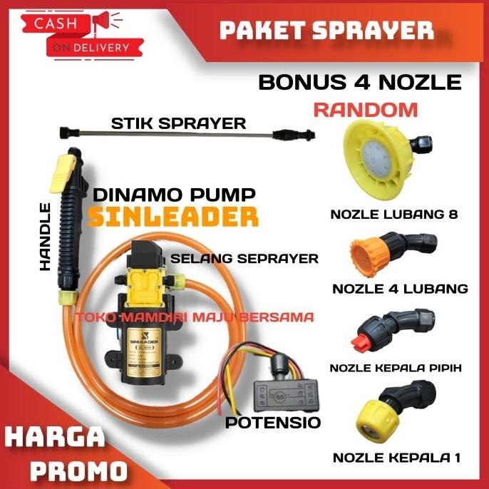 Paket Dinamo Sinleader Sprayer Elektrik / Nozzle / Sprayer Pertanian