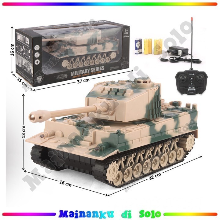 [Mainanku] Mainanku Remot Control Tank 1:30 Charge & Charger Lampu Suara Gerak Military Series 27 Mh