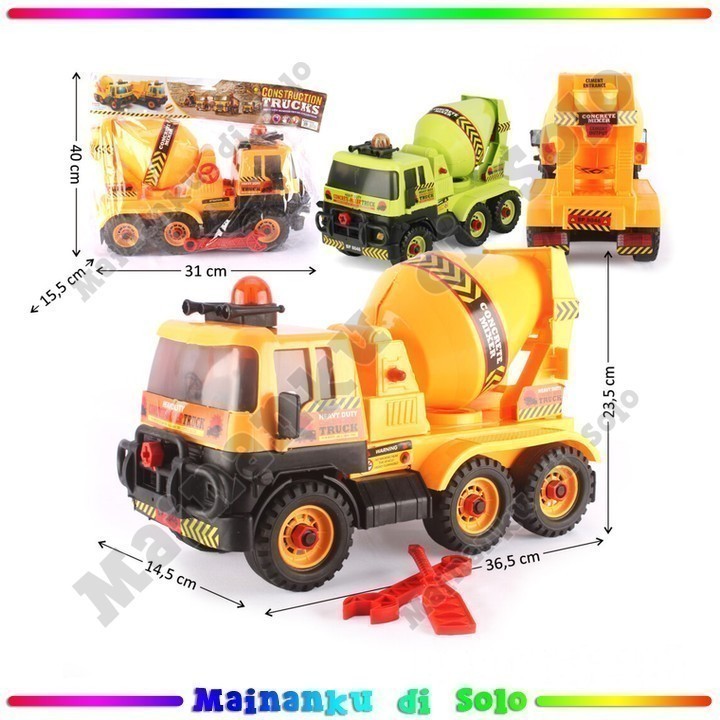 [Mainanku] Mainan DIY Truk Molen Konstruksi - Bongkar Pasang Merakit - BP8046