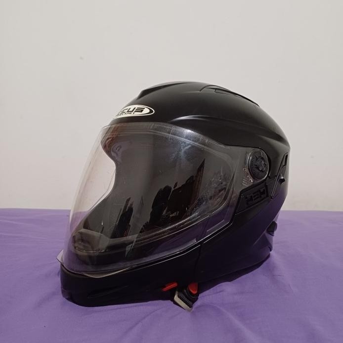 ZEUS 613C MATT BLACK MODULAR 2 IN 1 FULLFACE DAN HALFFACE