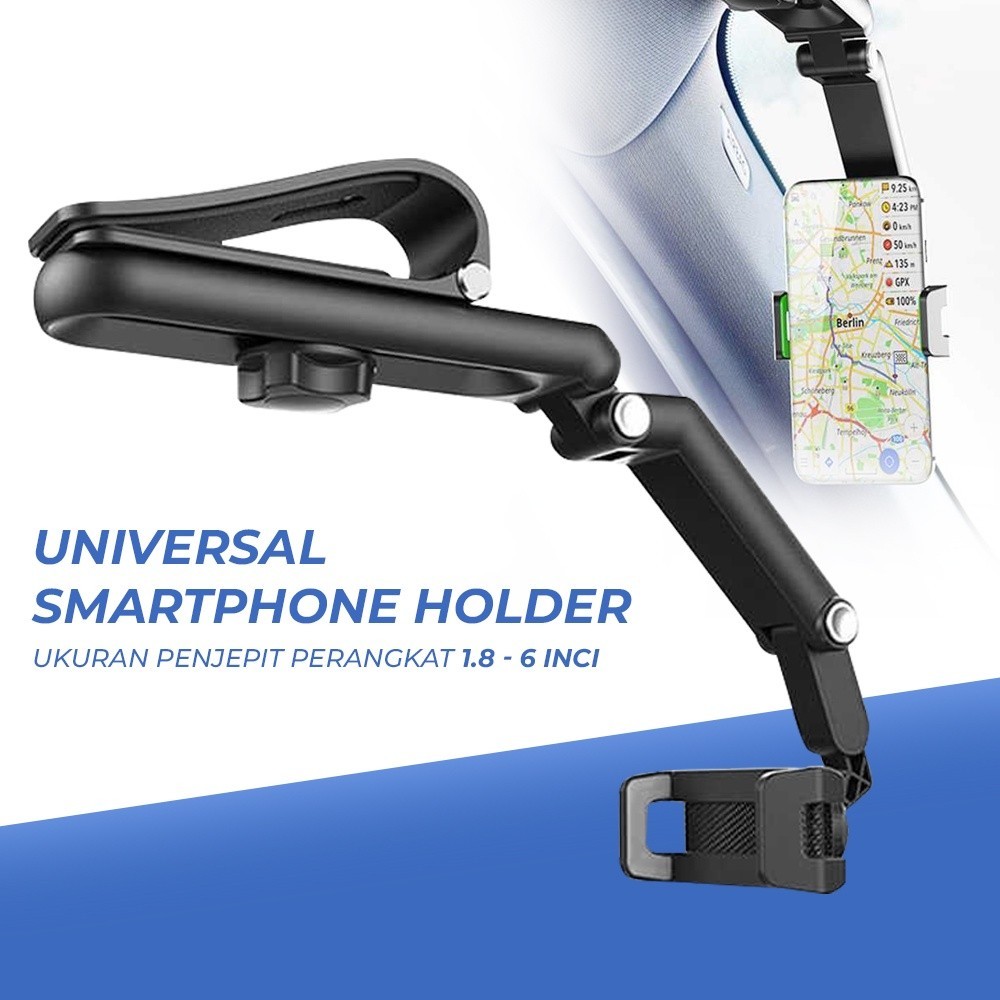 Tongsis Holder HP Mobil Universal Smartphone Car Holder Sun Visor 360 degree