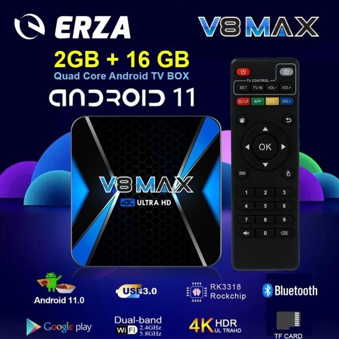 Erza Android Tv Box V8 Max 2.4G 5.8G Wifi Bluetooth