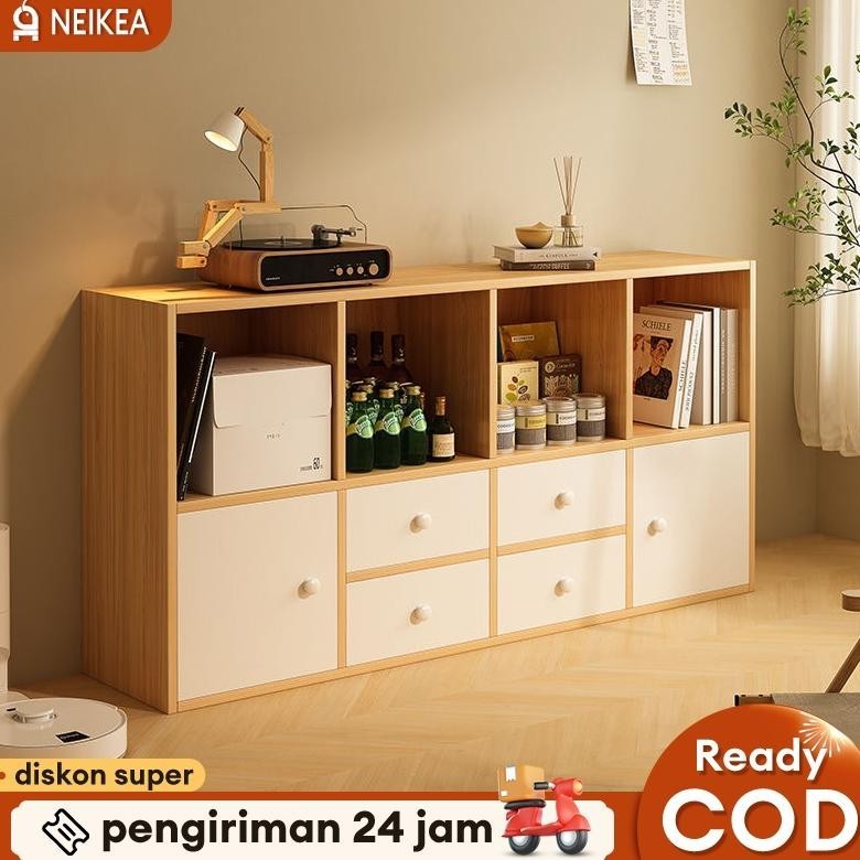 Rak Buku Kayu Lemari Buku Kayu Dengan Pintu Rak Serbaguna