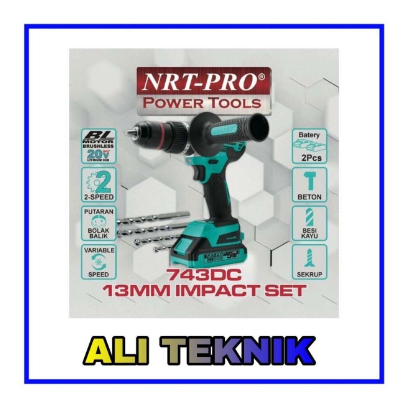 Originial Nrt Pro 743 Dc Cordless Impact Drill 13Mm 20V Brushless Motor Nrt Pro Dc743 Nrt Pro 743Dc