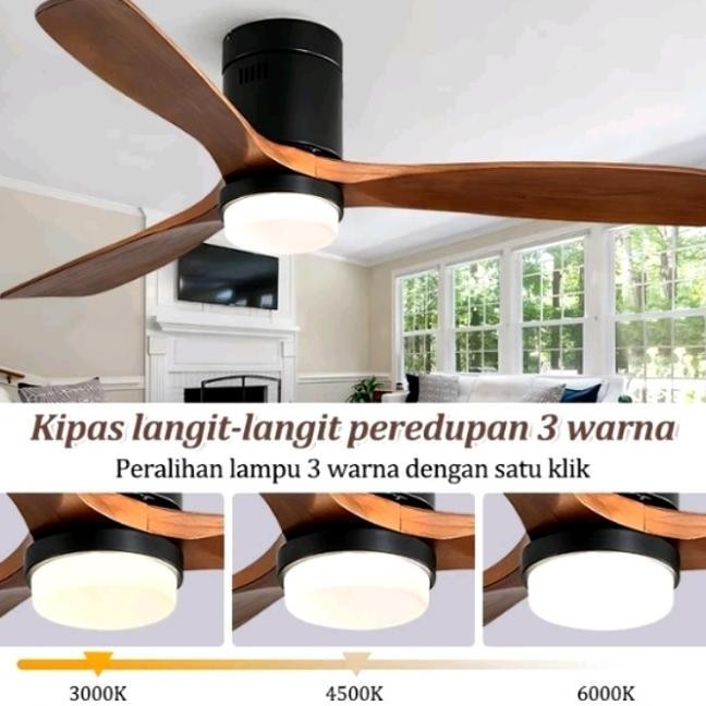 Lampu Gantung Kipas Angin Modern Kayu Minimalis Hias Ruang Tamu