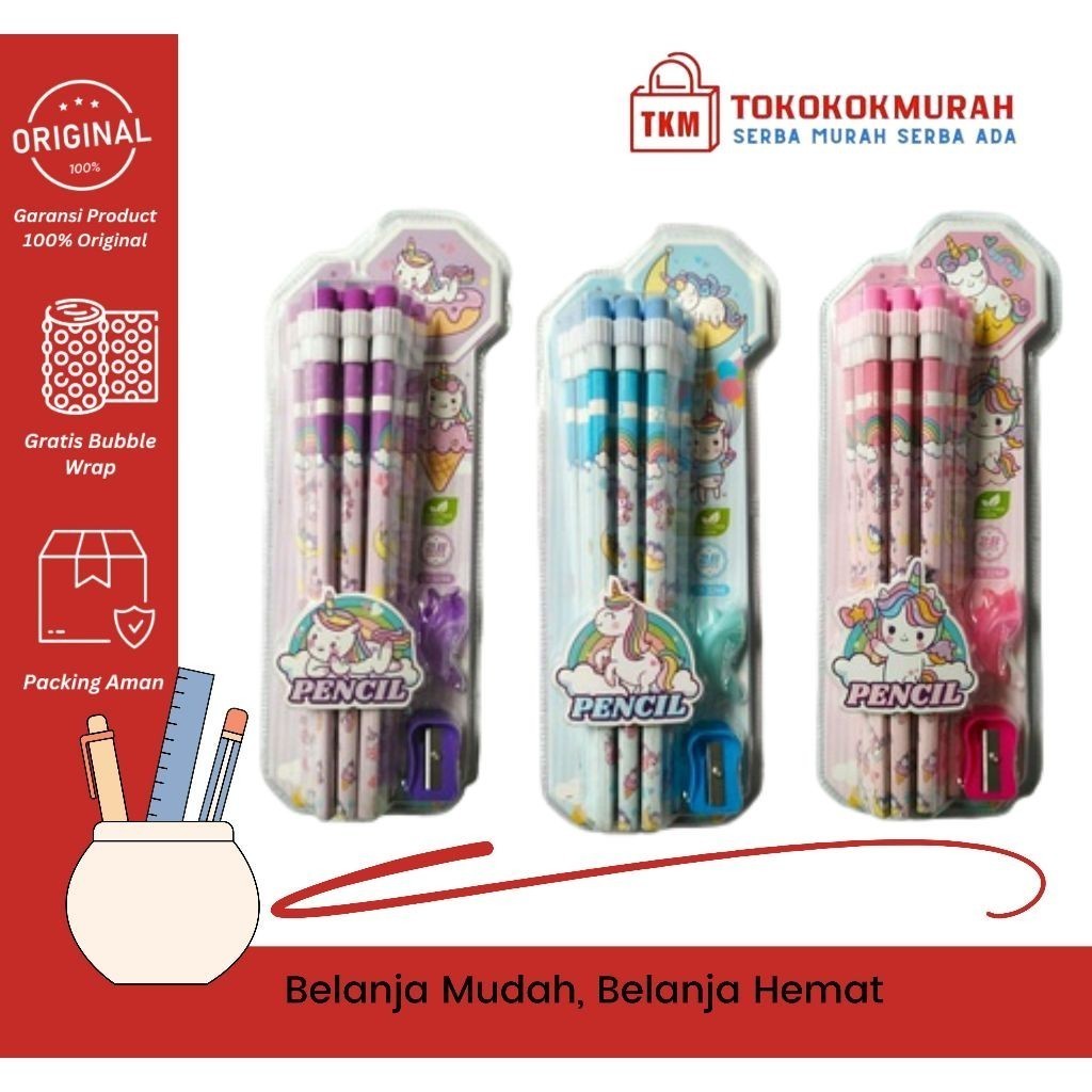 

PENSIL SET FANCY ISI 12 MOTIF UNICORN WB-9526