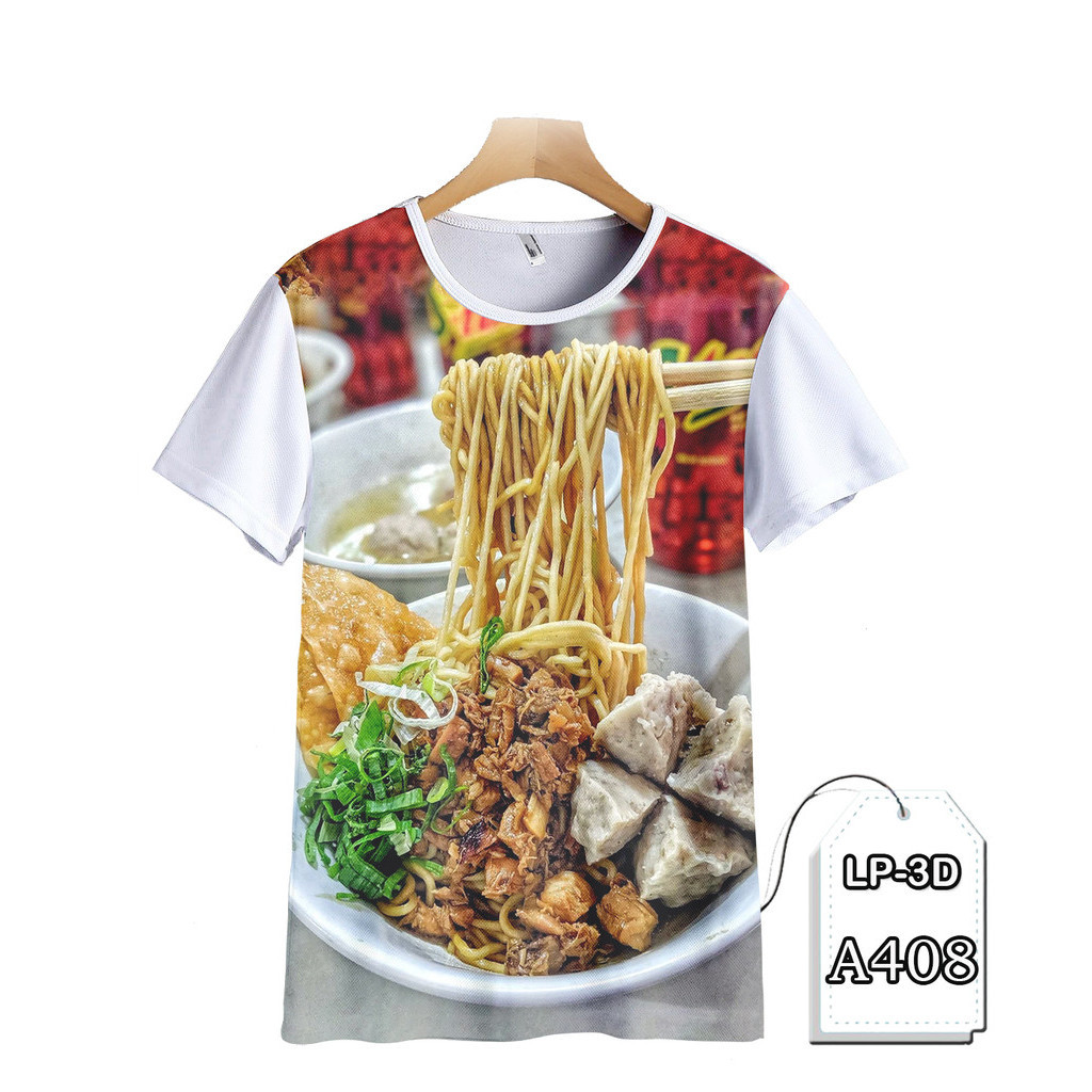 Baju Unik Makanan Mie Ayam Bakso Kaos Anak dan Dewasa Printing 3D #LP3D-A408