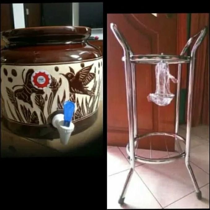 Guci Air/Guci Keramik Galon+Kaki Guci Steanless/Motif Corak/Wrn Random