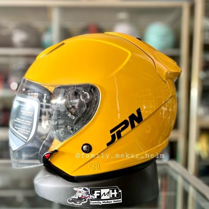 HELM JPN GALAXI SOLID WARNA KUNING GLOSY HELM HALF FACE ORIGINAL JPN