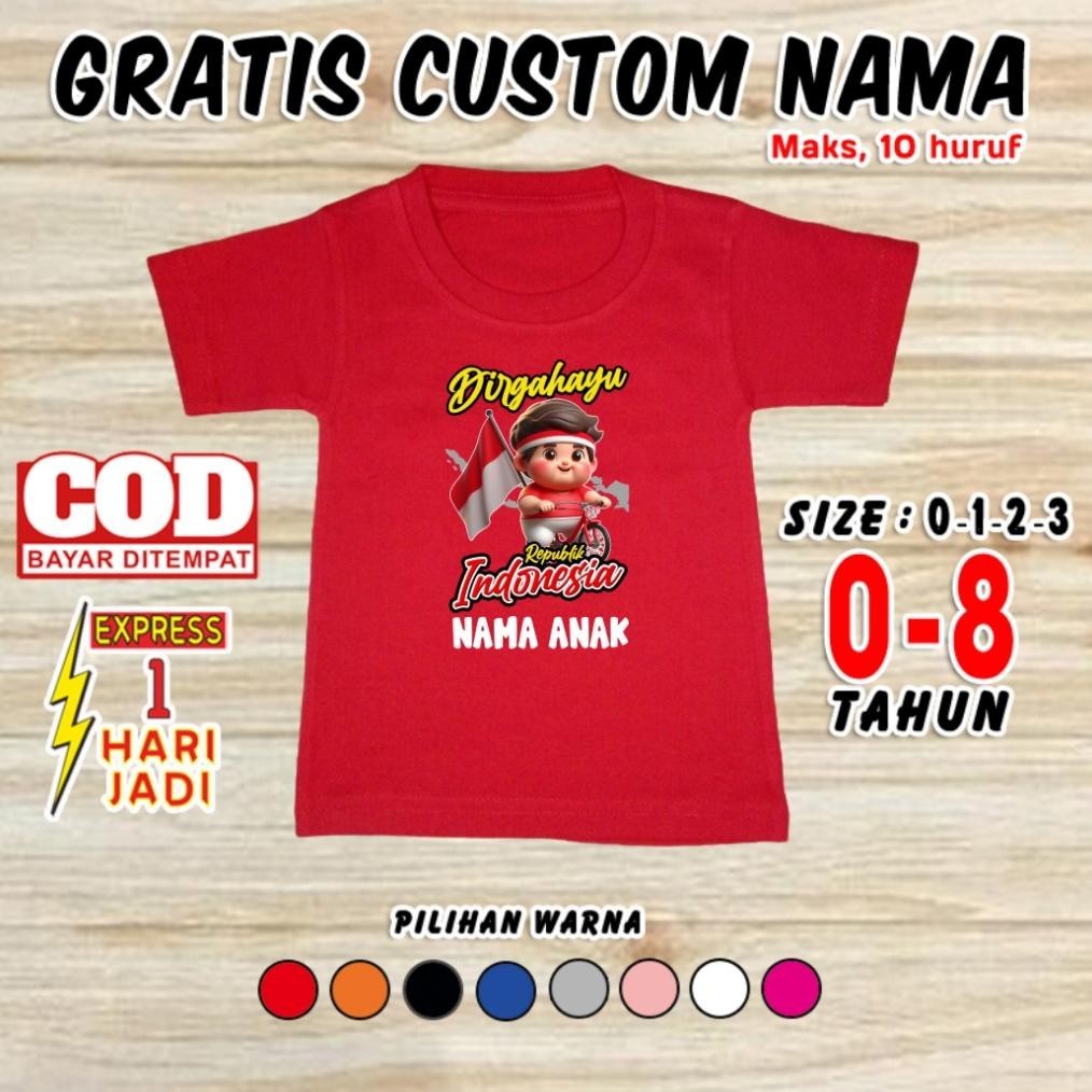 Ori Baju Anak Garuda Gratis Custom Nama T Shirt Indonesia Hut Ri Kaos Seragam Merah Putih Baju Bayi 