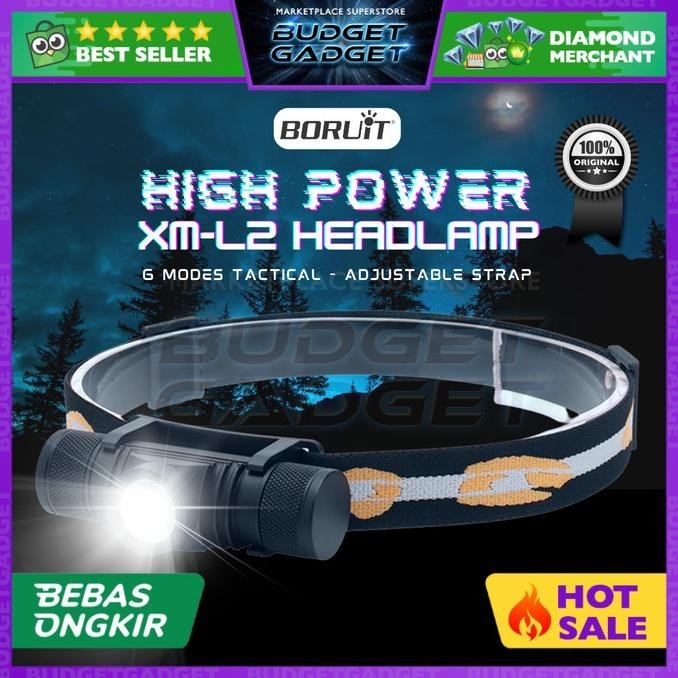 BORUIT D10 XML L2 Senter Kepala LED Headlamp Flashlight Headlight