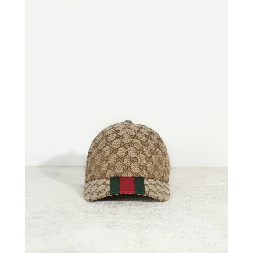 Topi Baseball Pria Gucci Original GG Baseball Cap in Beige And Ebony Original