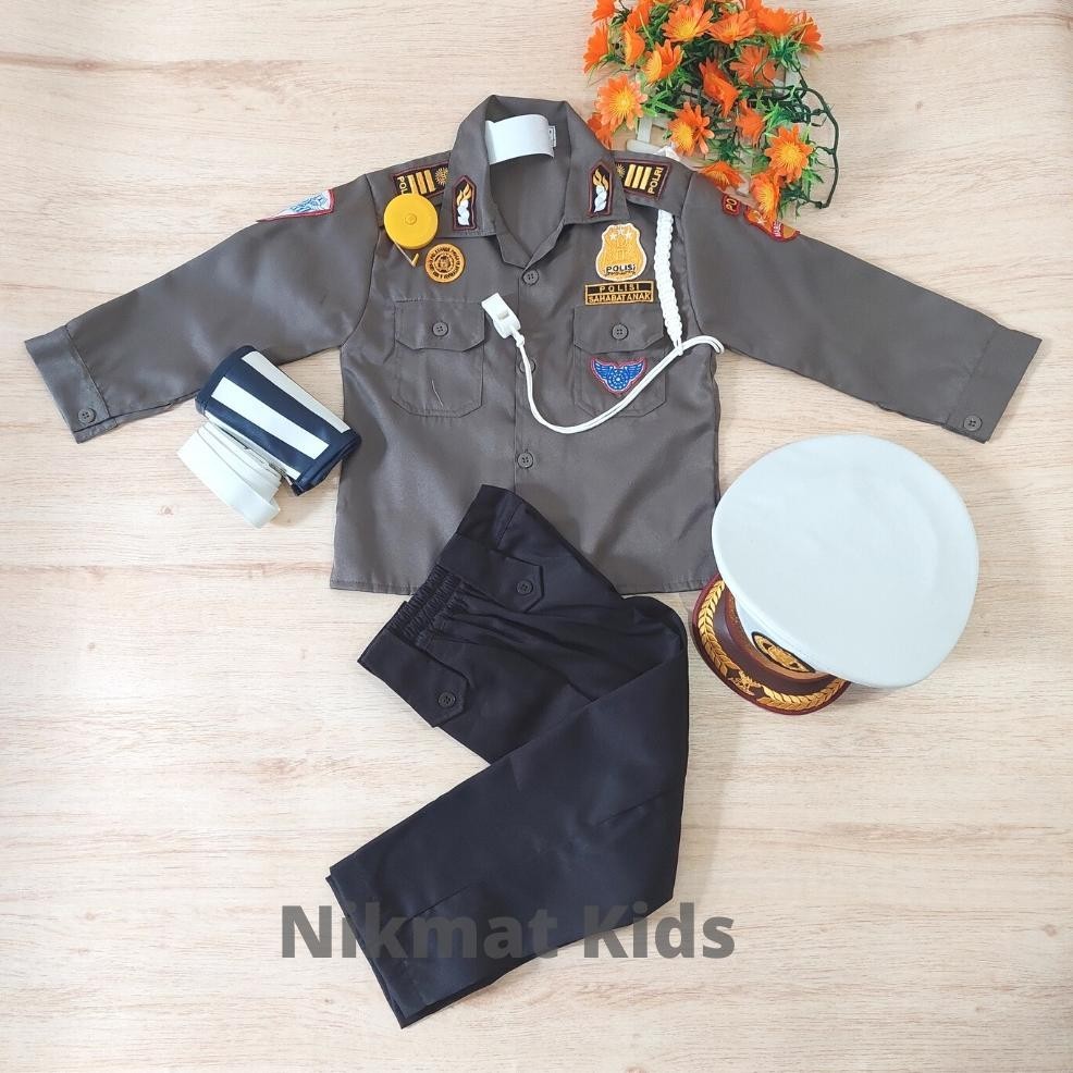fn-56 Baju polisi anak laki laki seragam profesi anak baju kostum anak polantas dinas polisi lalu li