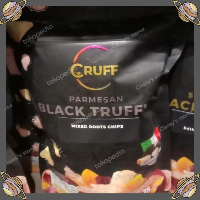 

[CLS] CRUFF PARMESAN BLACK TRUFFLE/MIXED ROOTS CHIPS/CEMILAN 75 GR