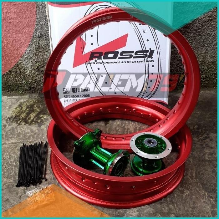 Velgset Merah Supermoto Tromol Ori Hijau KLX 150 Dtracker Velg Velk 8J