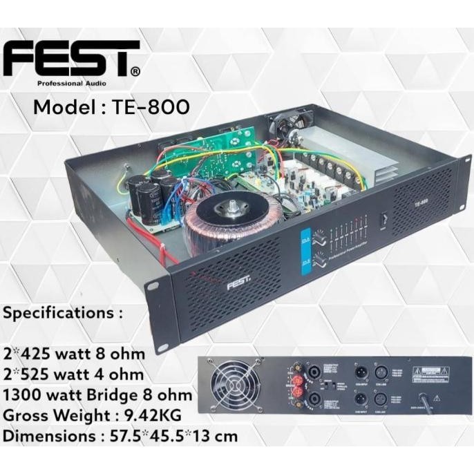 Power Amplifier Fest Te800 Te 800 Garansi Original