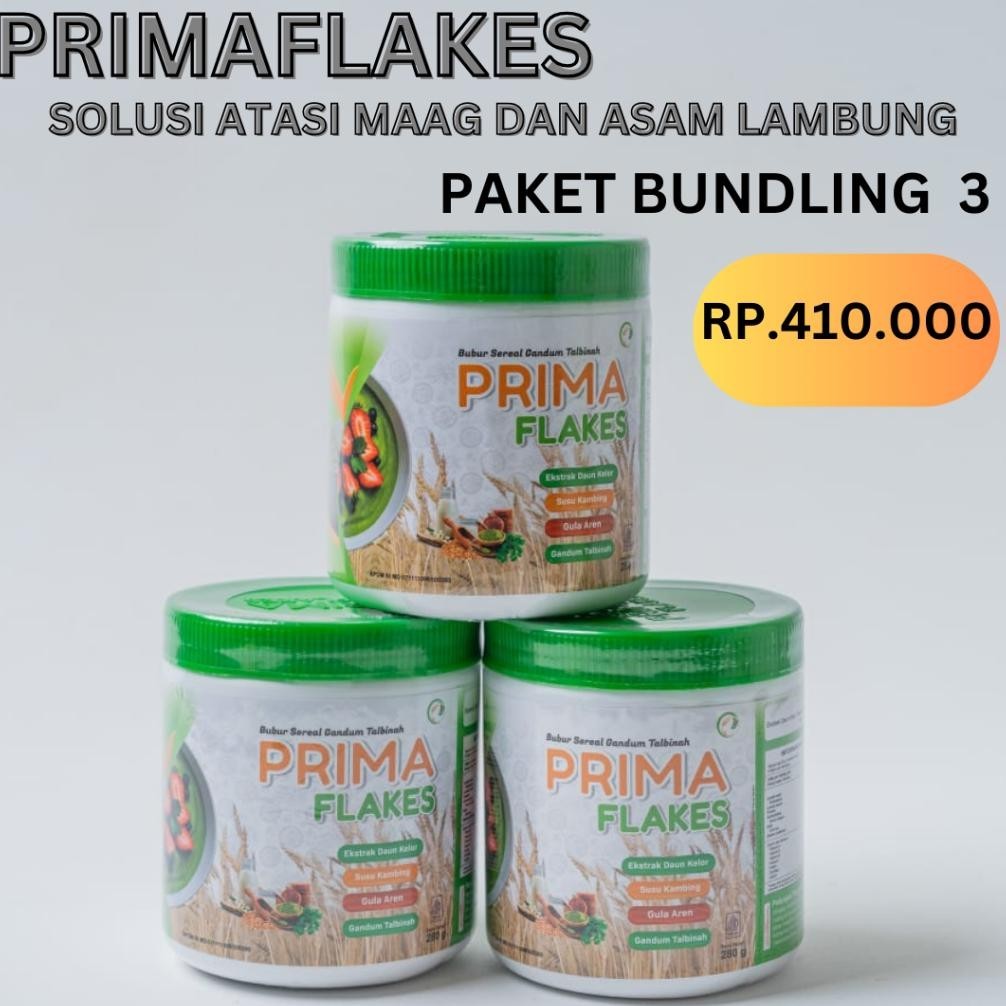 

PAKET 3 PCS PRIMAFLAKES SEREAL BUBUR GANDUM TALBINAH ASLI BANTU ATASI MAAG ASAM LAMBUNG DAN GERD