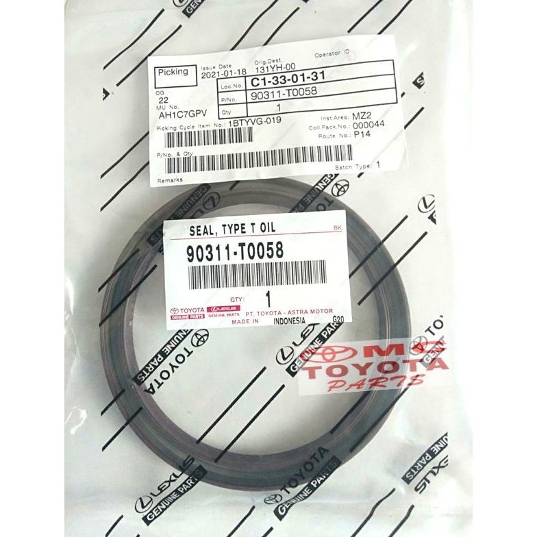SEAL KRUK KREK AS BELAKANG INNOVA FORTUNER HILUX HIACE 90311-T0058