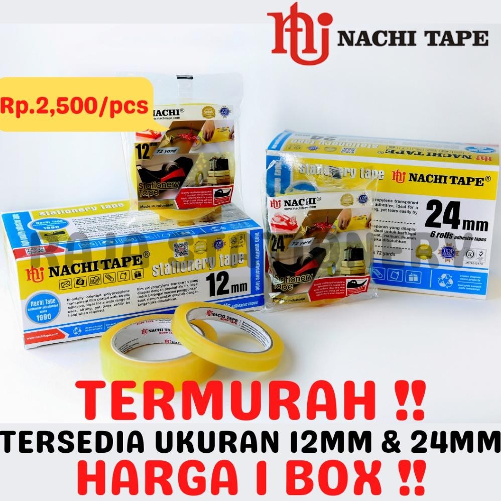 

8.8 Nachi Stationery Tape 12Mm 24Mm Selotip Solatip Lakban Solasi Isolasi Nachi [1 Box] Garansi