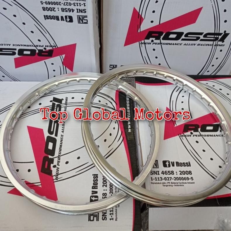 DFR Pelek Velg ROSSI SNI Uk 140-17 160-17 Sepasang Pelek Velg Rossi 140 160 Ring 17 Silver TERLARIS