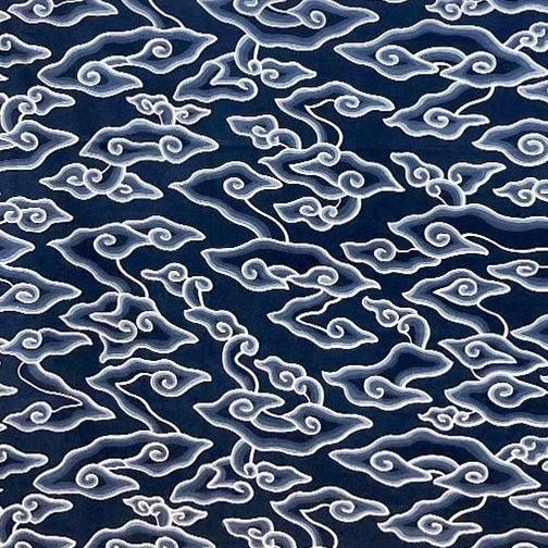 Bahan Kain Batik Meteran Motif Mega Mendung Dimensi Biru