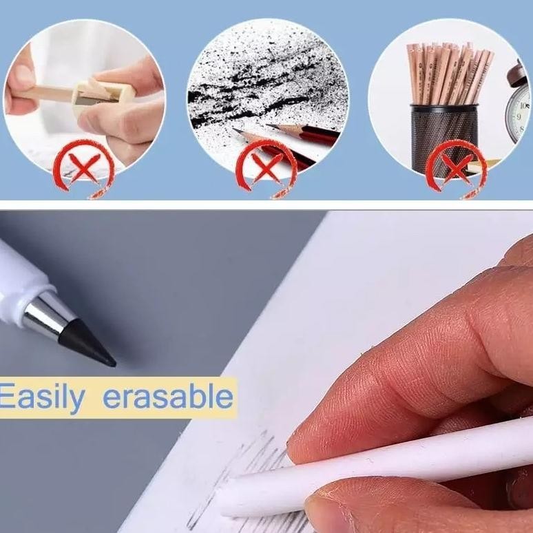 

Ah67 Pensil Tanpa Batas HB 0.5mm / Eternal Pencil Pensil Ajaib Tanpa Rautan + Pengahapus Untuk Menulis Menggambar / Premium Unlimited Writing Inkless Rubber Eraser / Pena Perlengkapan Alat Tulis Sekolah Anak Sketsa High Tech Nib Murah