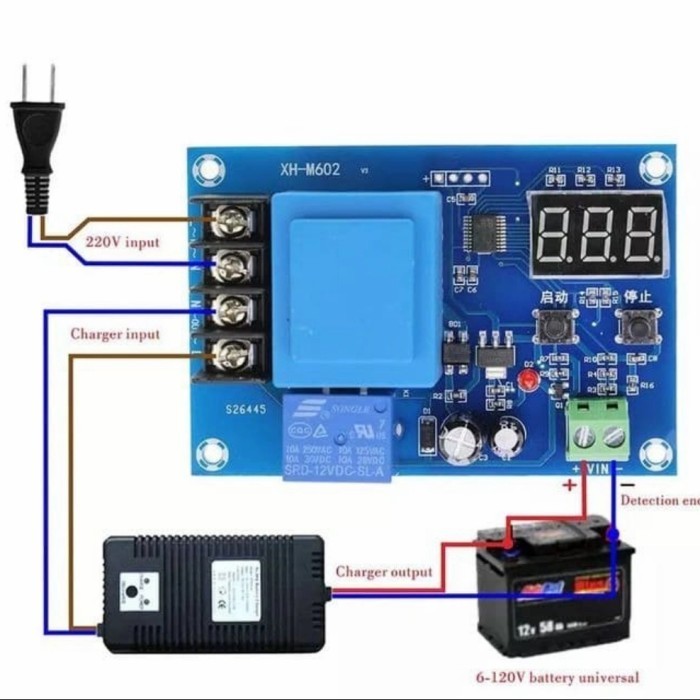 Xh-M602 Charging Controller Auto Cut Off Baterai Aki Otomatis