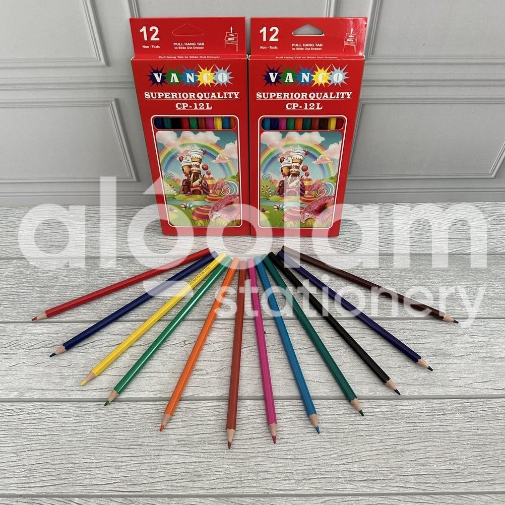 

edf-62 SATU SET ( 12 WARNA ) Colour Pencil Pensil Warna Vanco CP - 399 12 Warna Panjang Premium