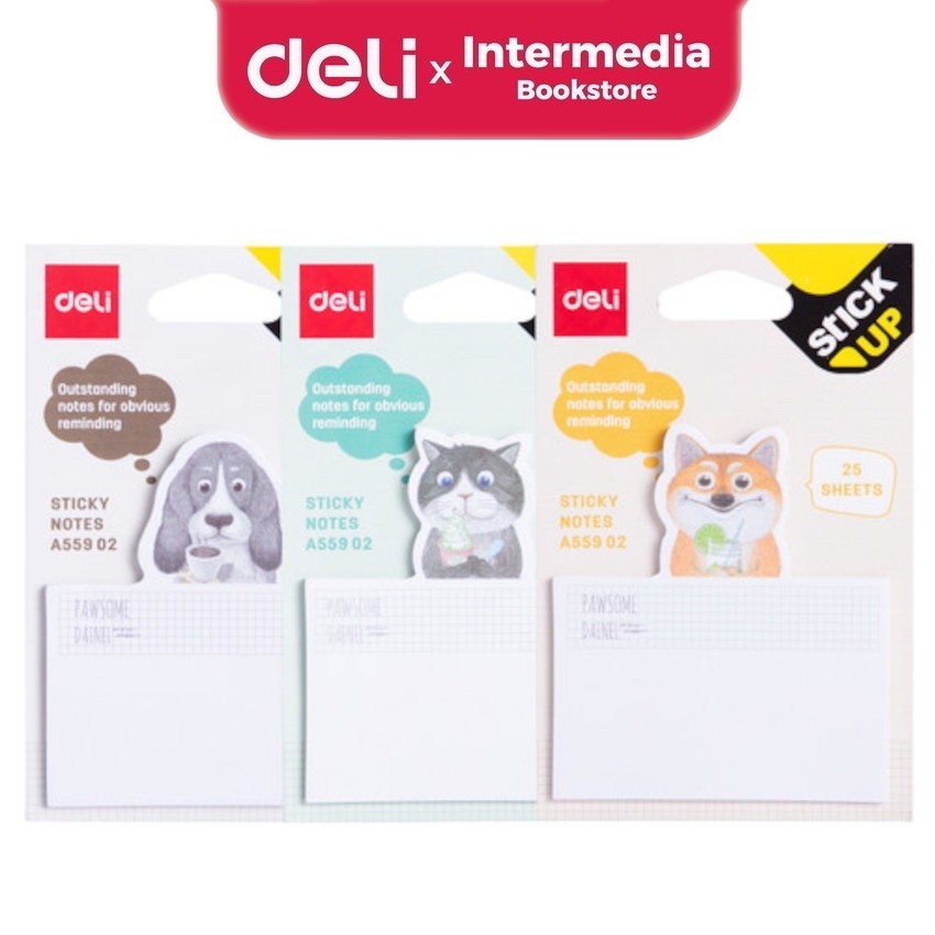 

Deli Sticky Notes EA55902 75 × 84mm 3''×4'' 25 lembar 3 pola dengan dudukan kardus