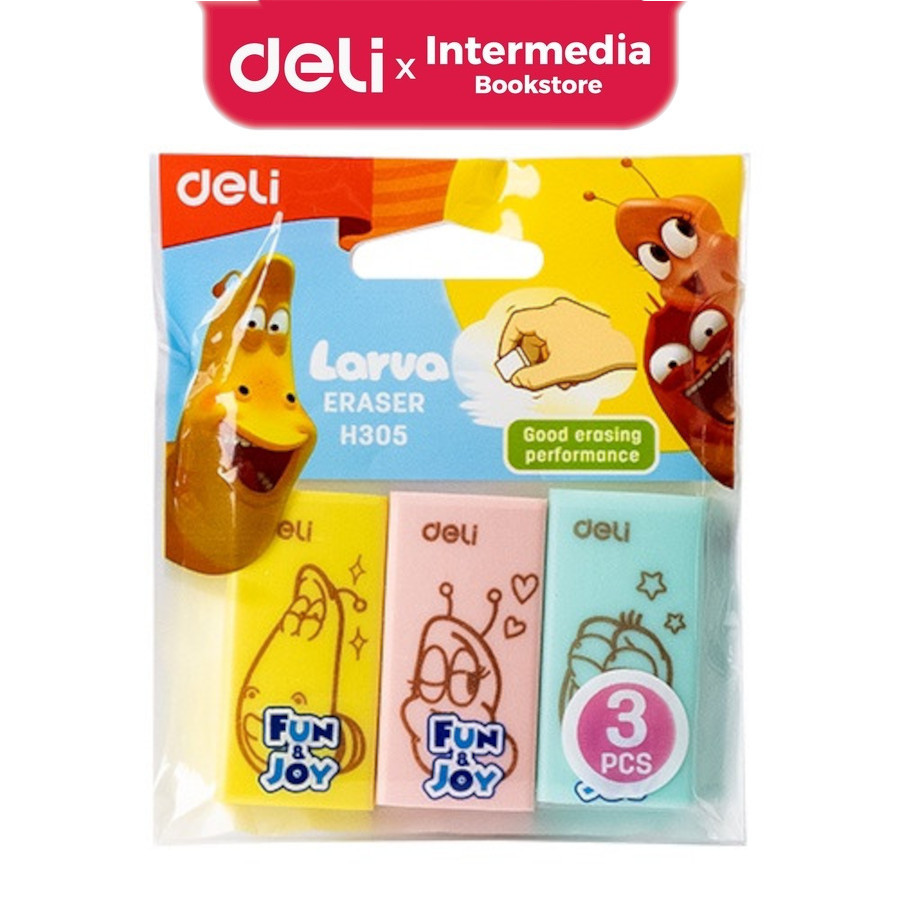 

Deli Larva School Eraser EH305 / Penghapus Pensil Eco PVC Isi 3pcs/pack