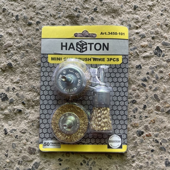 Sikat Baja Gerinda set 3 pcs Hasston / Sikat Gerinda Mini