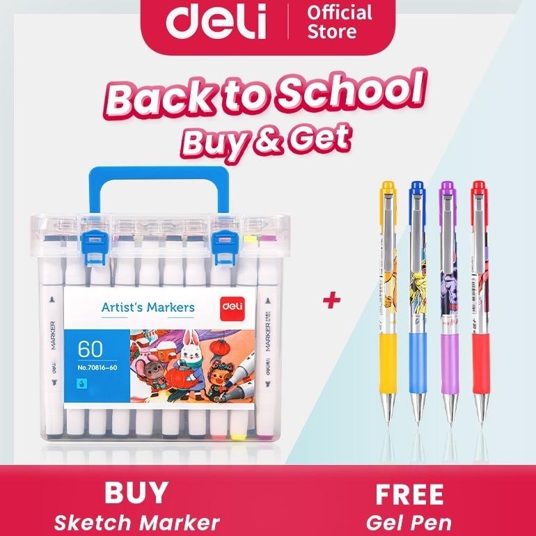 

Promo Deli Sketch Marker / Water-Based Marker / Spidol Sketsa Double Tip 12 Hingga 80 Warna 70816 Termurah