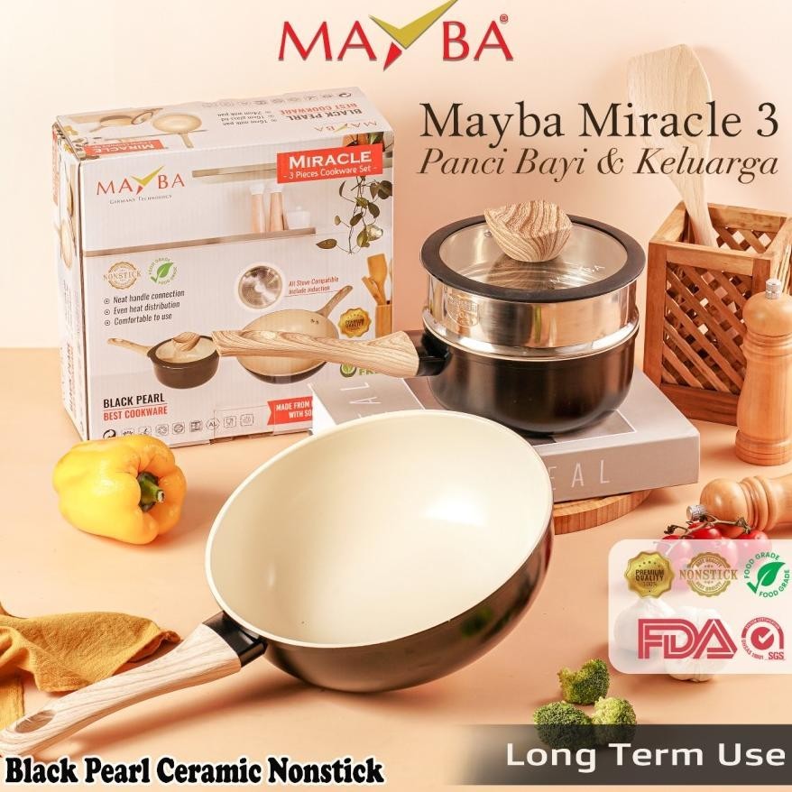 stok Everlux Panci Miracle Glowing Ceramic Mayba german Anti lengket panci set mayba TERLARIS