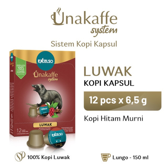 

Excelso Unakaffe Luwak 6.5gr x 12 caps