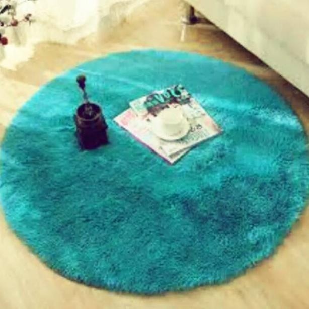 Asna Karpet Bulu Korea Bulat, Alas Lantai Bulu Bulat, Tikar Bulu Bulat