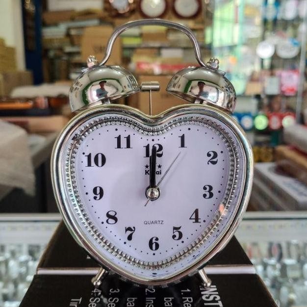 

Jam Alarm Weker Dering Chrome stainless Jam Meja Jam beker Besi Kring OS17