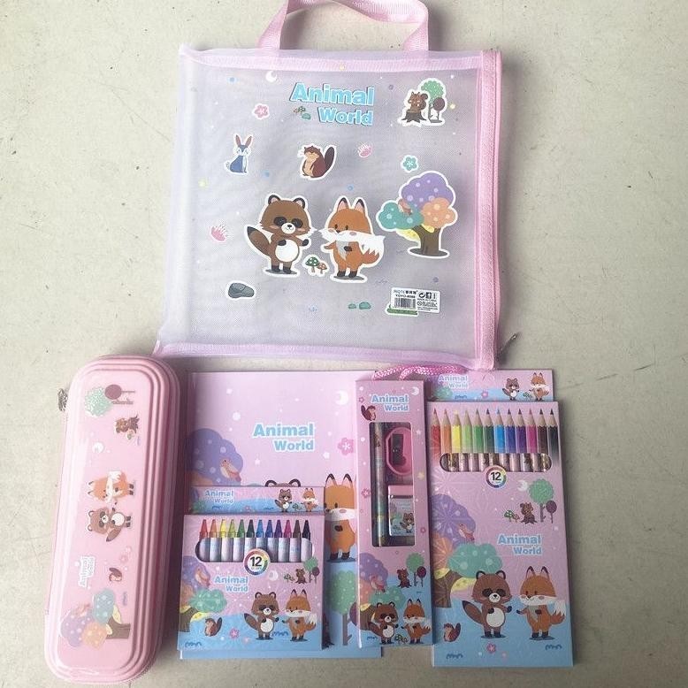 

COD [SERBALAKUOFFICIAL](KTPS.11)KOTAK PENSIL SETT / STUDY SET STATIONERY SET ALAT TULIS SEKOLAH ANAK SET ATK MOTIF FE24