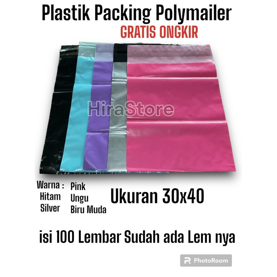 

PROMO Plastik Packing olshop Polymailer 30x40 warna Hitam Premium Glossy isi