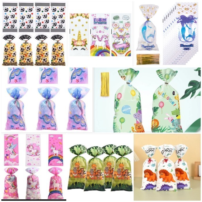 

PROMO 50pcs PLASTIK BINGKISAN SNACK ULANG TAHUN MINI/PLASTIK COOKIES HADIAH