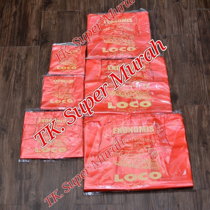 

HOT PROMO Kantong plastik kresek merah uk.35 jumbo merk Loco ekonomis